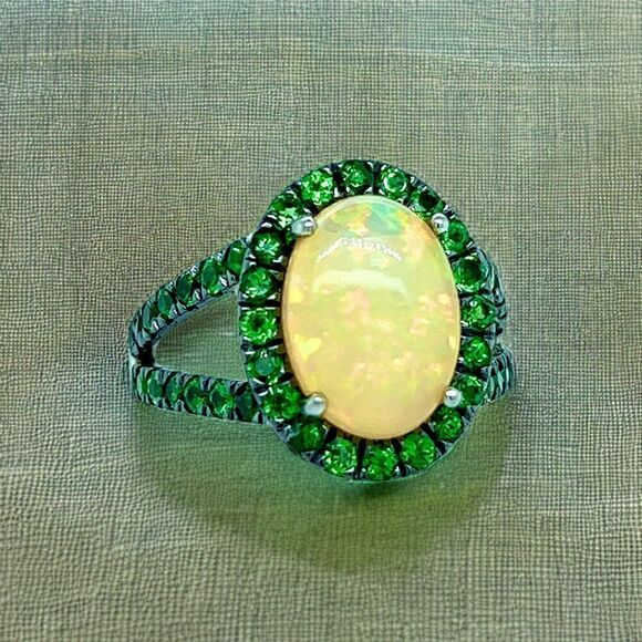 Natural Opal Tsavorite Ring Size 7 14k Gold 5.66 TCW Certified $5,950 300686 - Picture 8 of 17